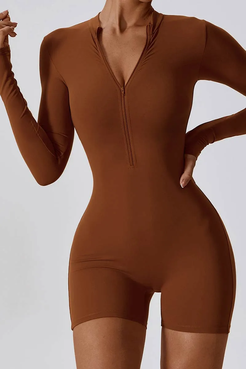 JG704 Solid Long Sleeve Romper