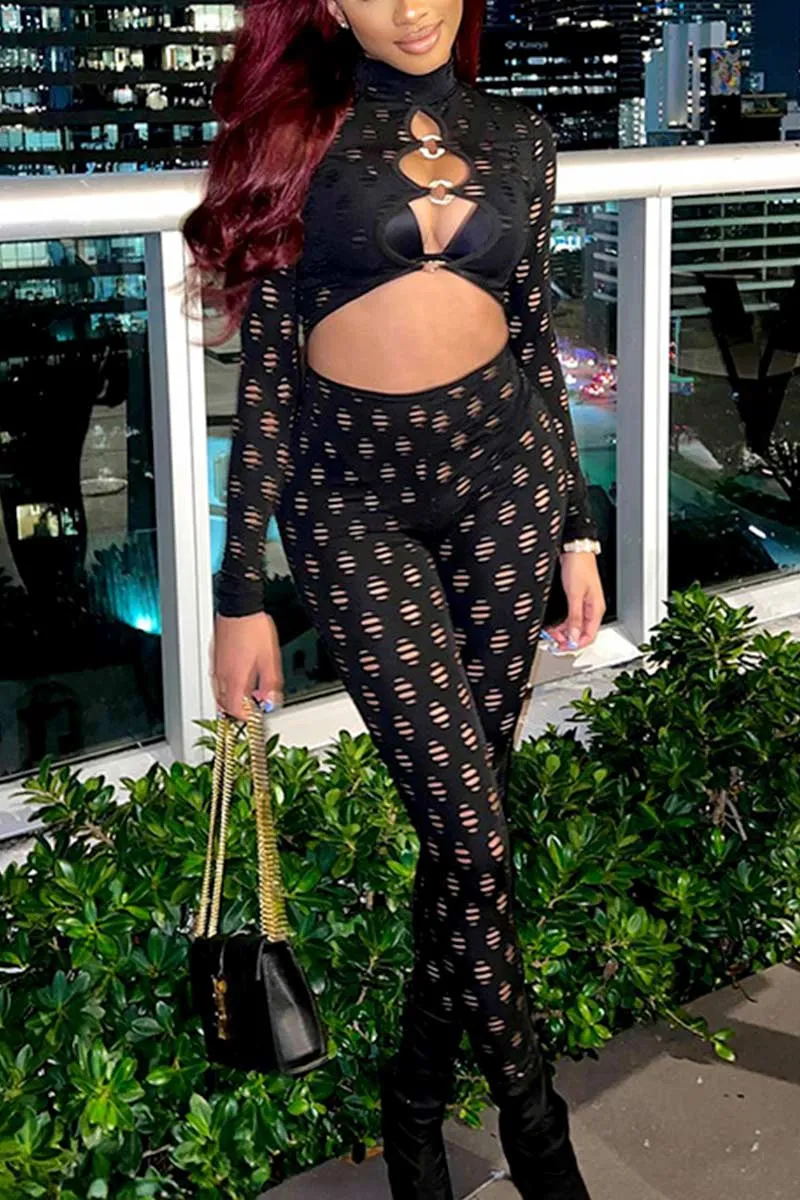 JI651 Hollow Out Cutout Jumpsuit
