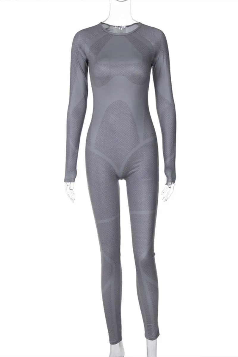 JI761 Long Sleeve Bodycon Jumpsuit