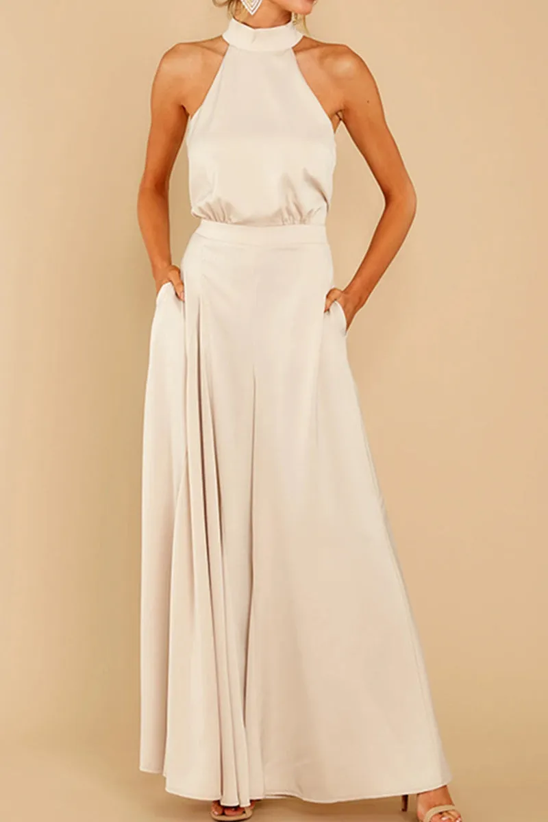 JNY4099 Sleeveless Howl Neck Jumpsuit