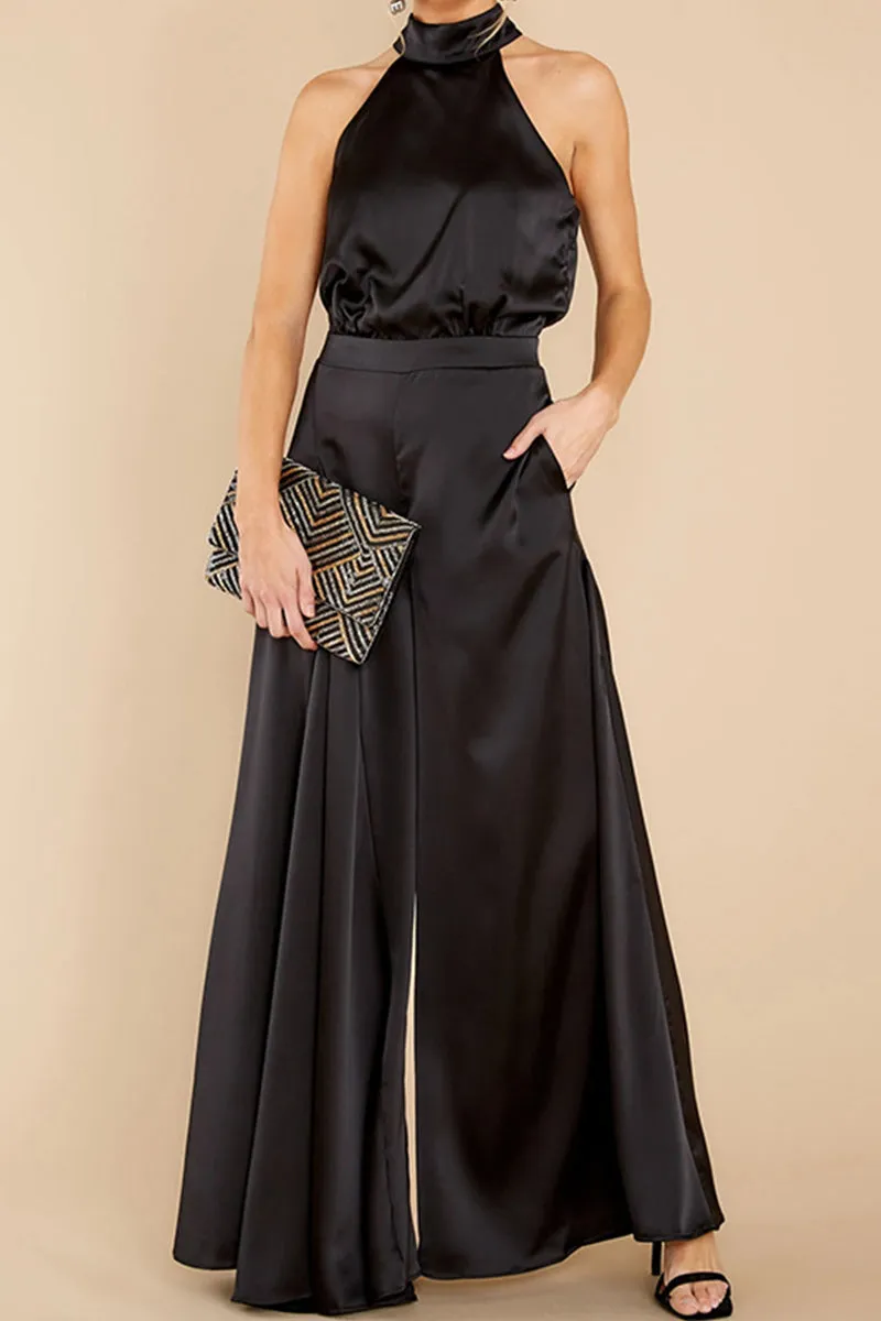 JNY4099 Sleeveless Howl Neck Jumpsuit