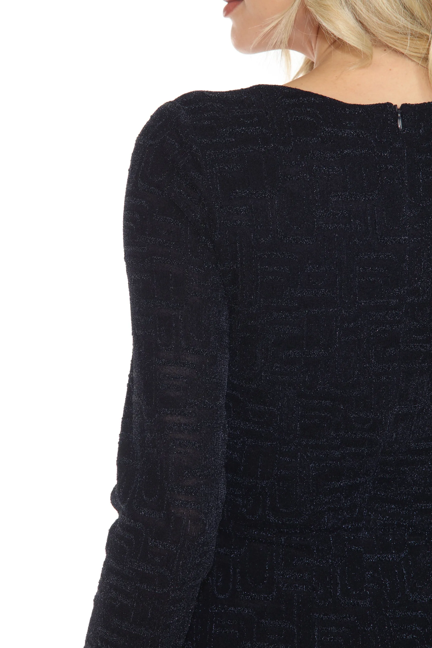 Joseph Ribkoff Navy Shimmery V-Neck Long Sleeve Evening Dress 243735