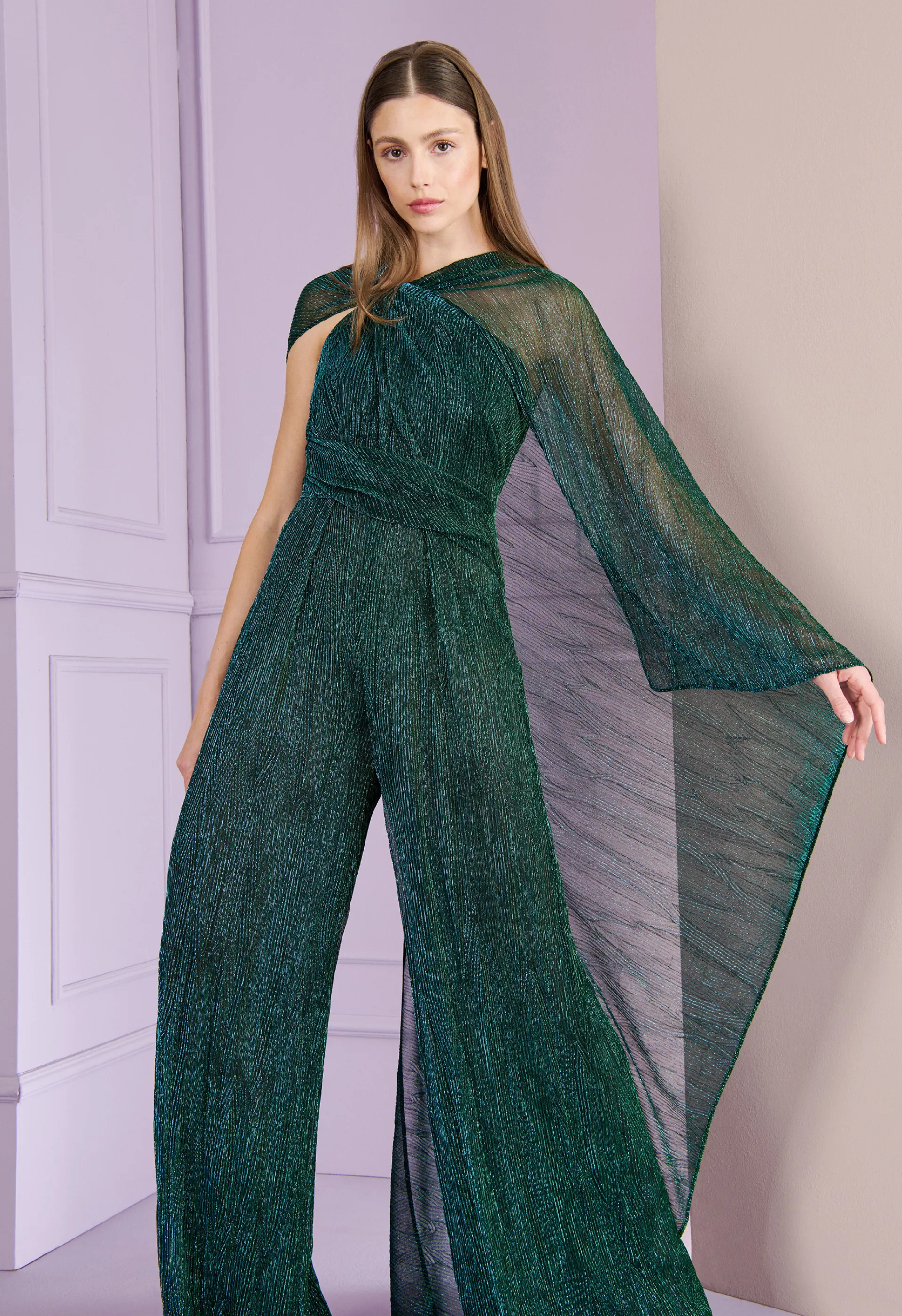 Jumpsuit with half cape