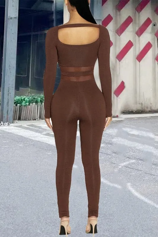 JX013 Long Sleeve Bodycon Jumpsuits