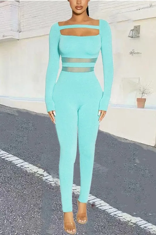 JX013 Long Sleeve Bodycon Jumpsuits