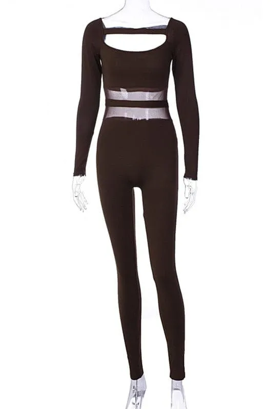 JX013 Long Sleeve Bodycon Jumpsuits
