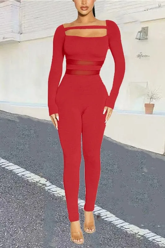 JX013 Long Sleeve Bodycon Jumpsuits