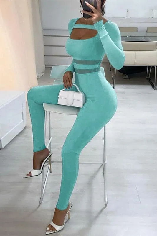 JX013 Long Sleeve Bodycon Jumpsuits