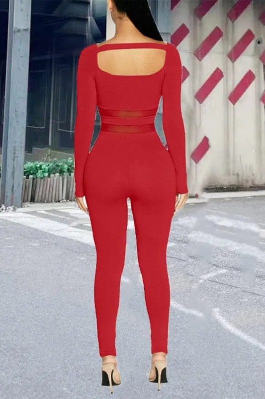 JX013 Long Sleeve Bodycon Jumpsuits