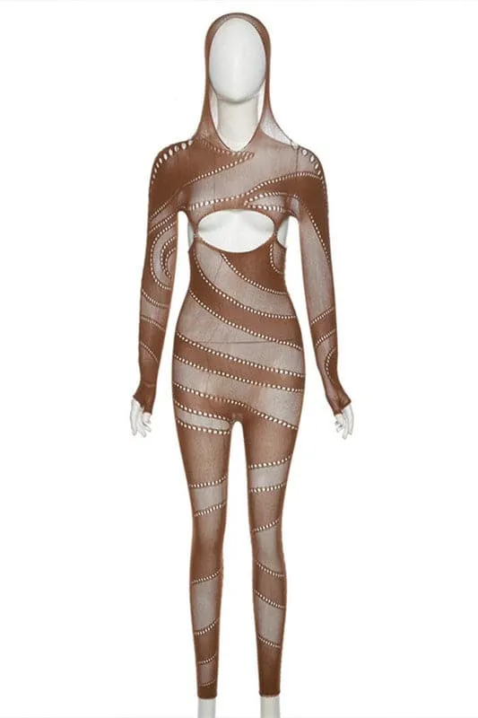 JX087 Sheer Crochet Mesh Jumpsuits