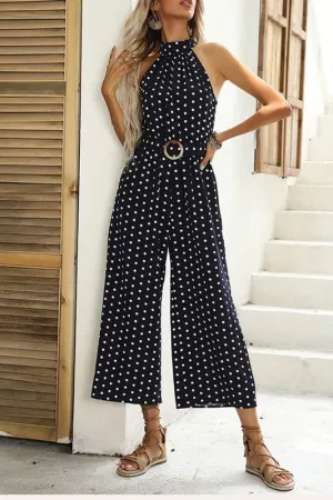 JZ636 Dot High Neck Jumpsuit
