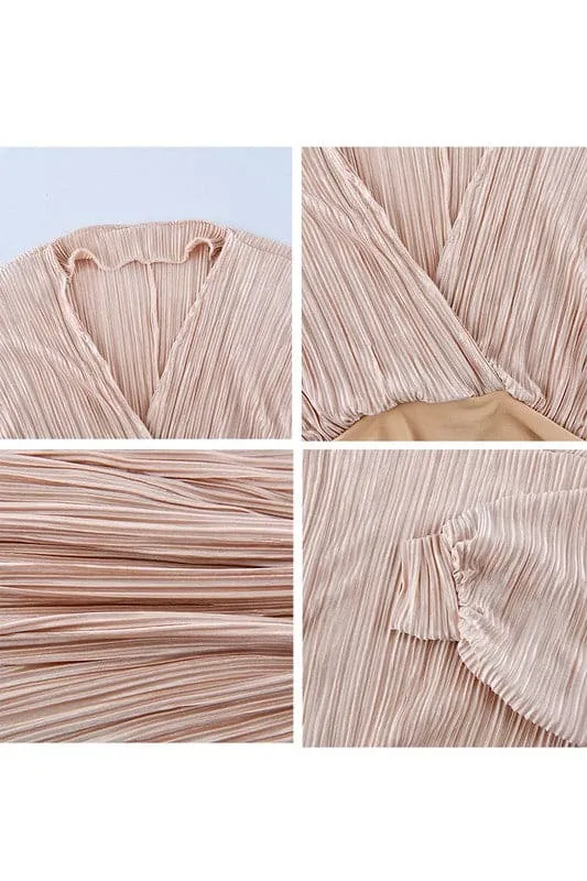 JZ692 V Neck Pleated Loose Jumpsuit