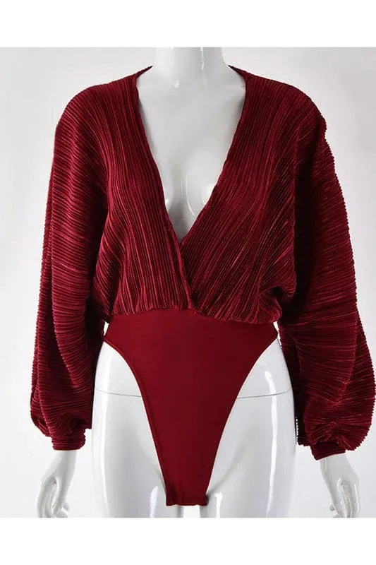 JZ692 V Neck Pleated Loose Jumpsuit
