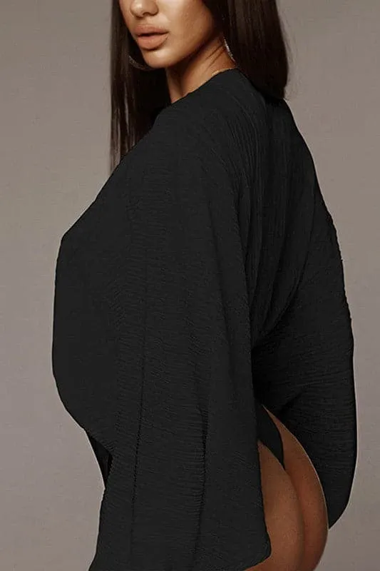 JZ692 V Neck Pleated Loose Jumpsuit