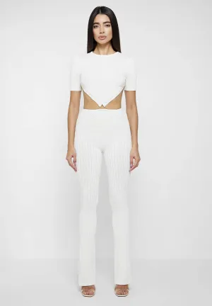 Knitted Backless Jumpsuit - Off White