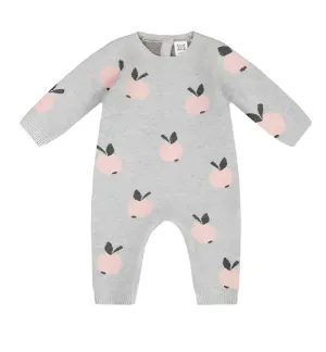 Knitted Jacquard Jumpsuit Grey with Apples