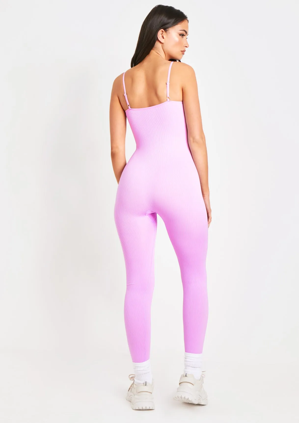 Kora Lilac Ribbed Seamless Strappy Jumpsuit