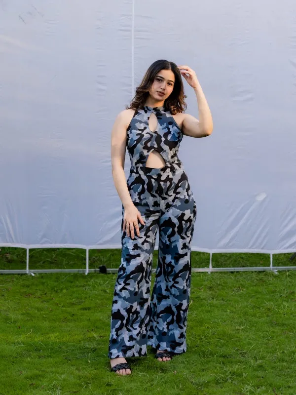 Kylie Cut-out Camo Jumpsuit