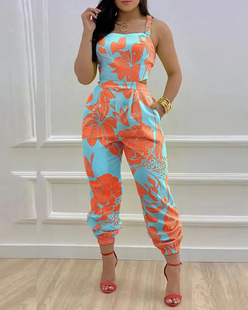 Lace Up  Backless Jumpsuit