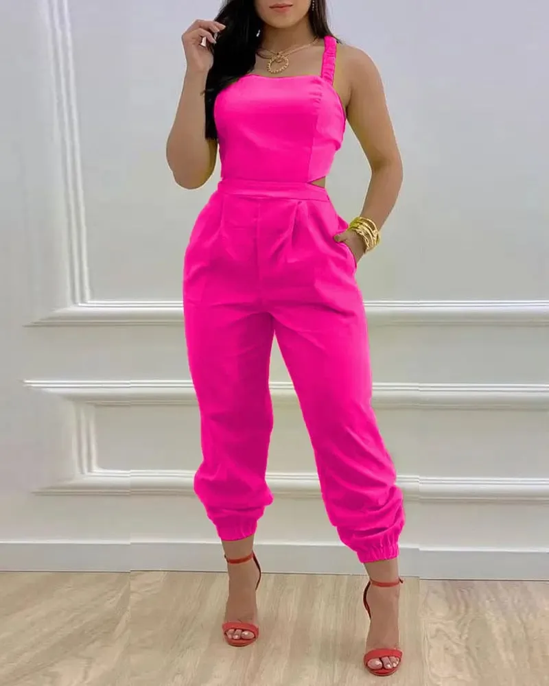 Lace Up  Backless Jumpsuit