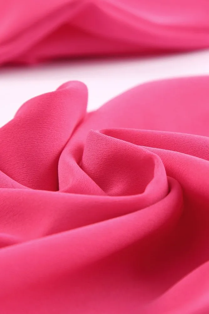 Long Balloon Sleeve Cutout Hot Pink Jumpsuit