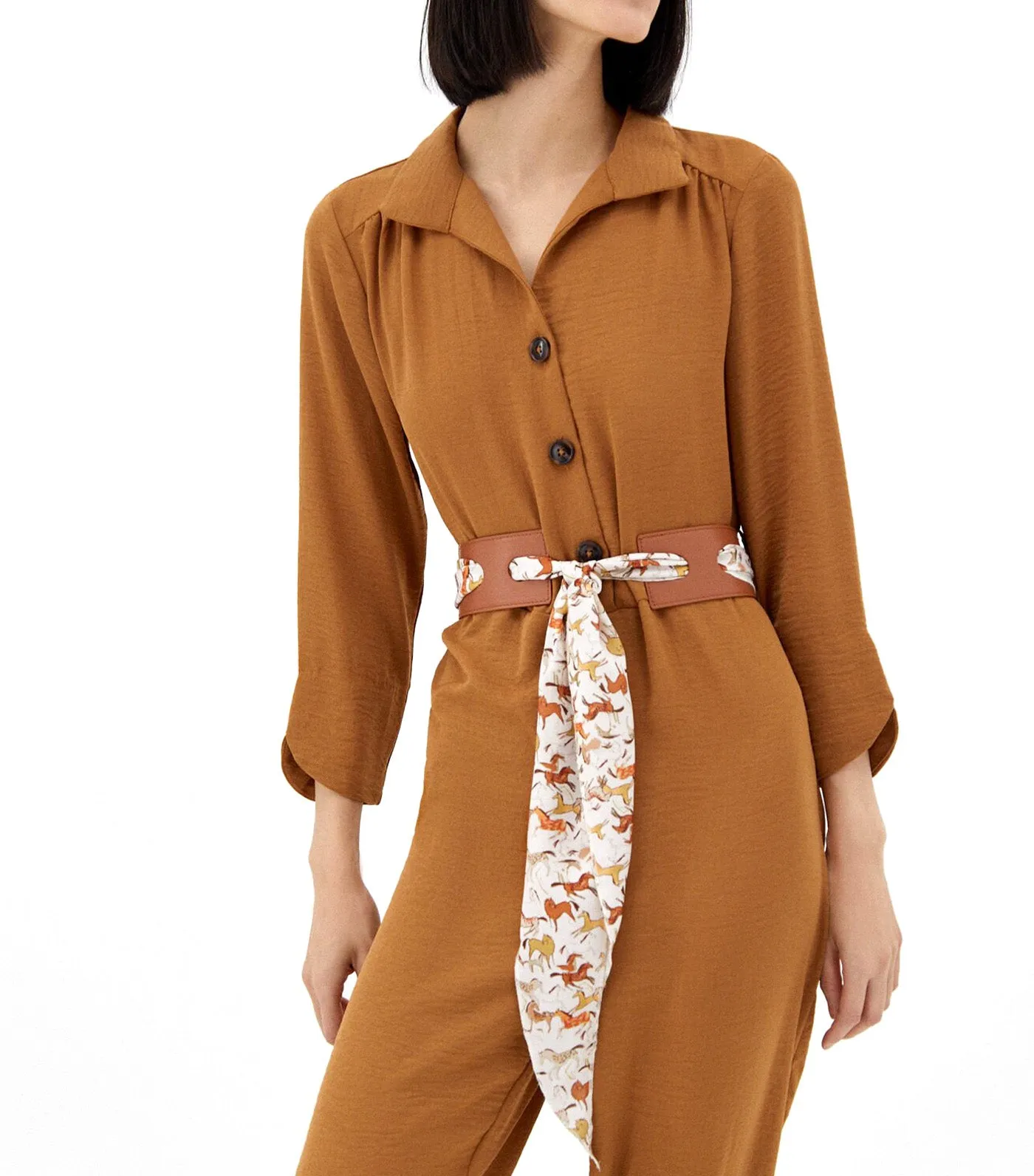 Long Fluid Jumpsuit Brown