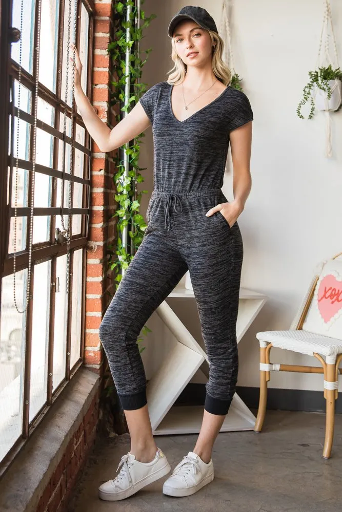 Lounge Comfort Drawstring Waist Legging Jumpsuit