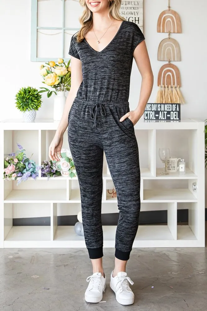 Lounge Comfort Drawstring Waist Legging Jumpsuit