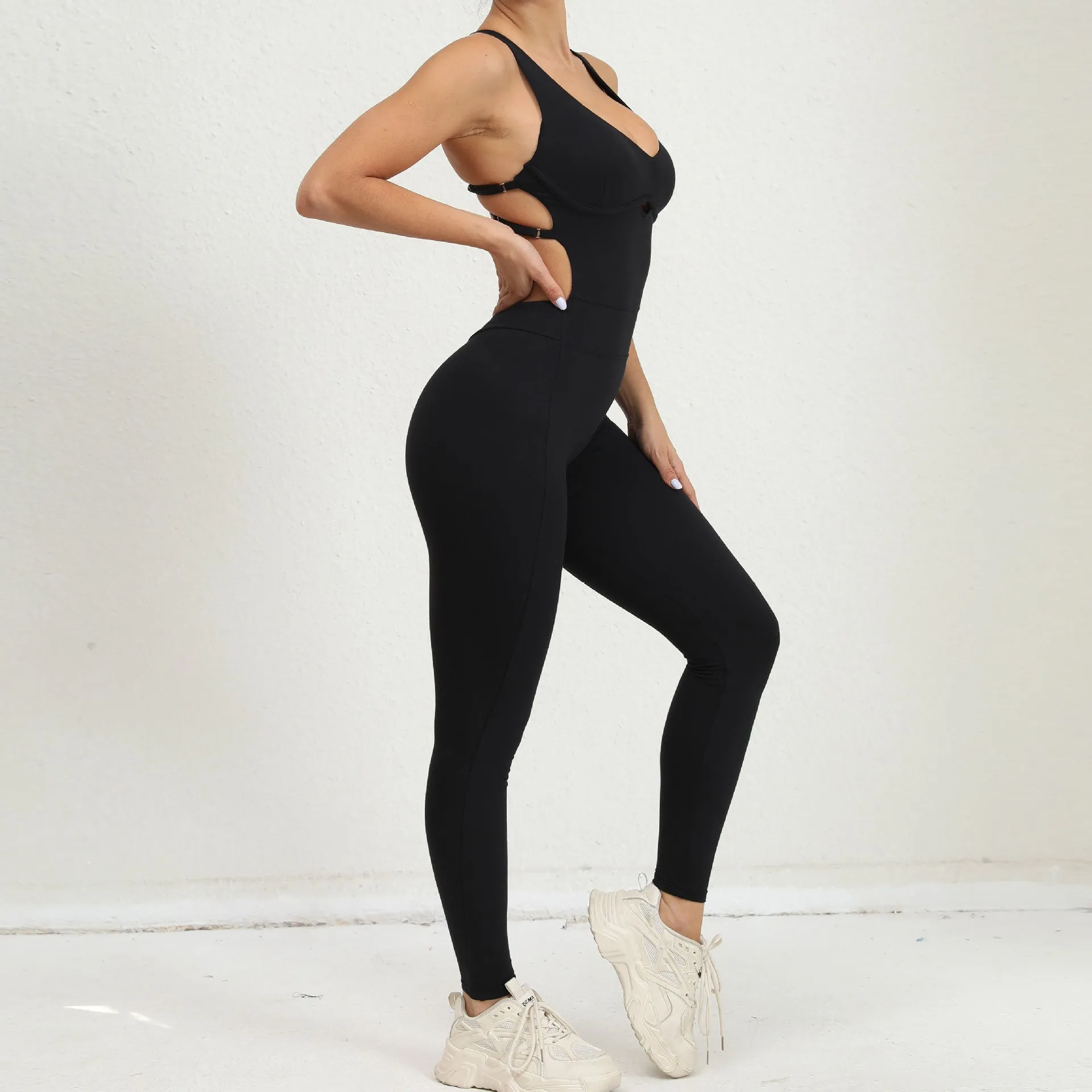 MB FASHION SEXY CROSS BACKLESS YOGA JUMPSUIT 1320LY