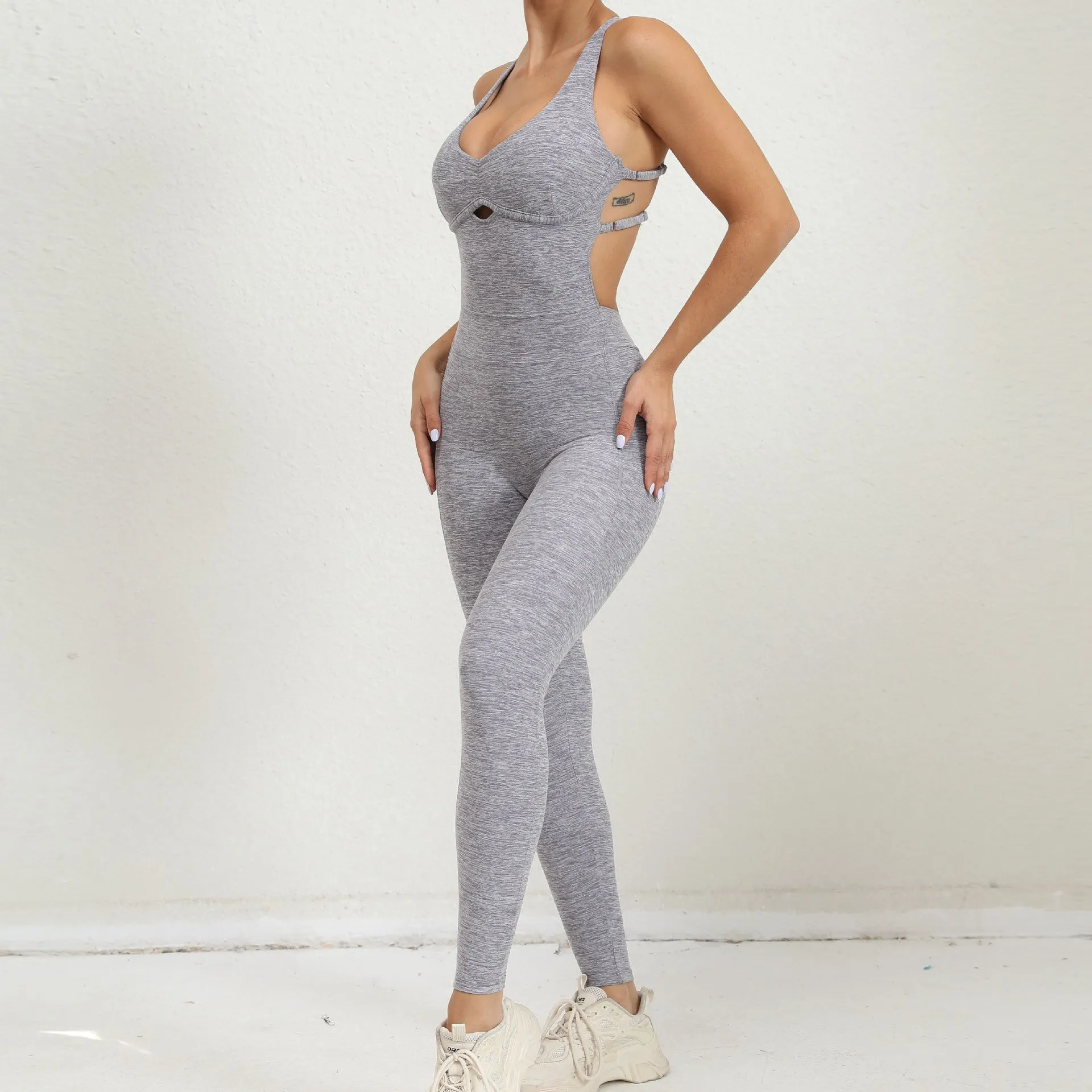 MB FASHION SEXY CROSS BACKLESS YOGA JUMPSUIT 1320LY