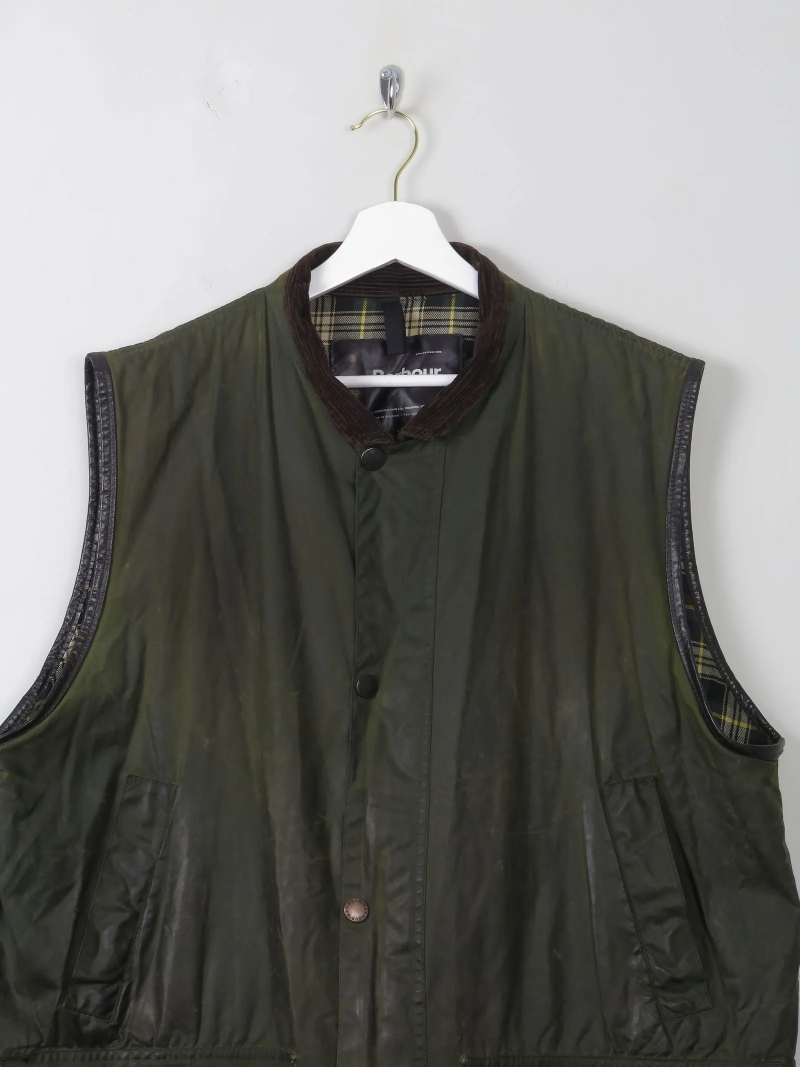 Men's Vintage Barbour Gilet Waxed Green XL