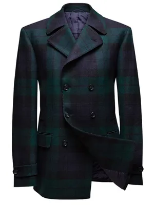 Men's Vintage Plaid Double Breasted Overcoat