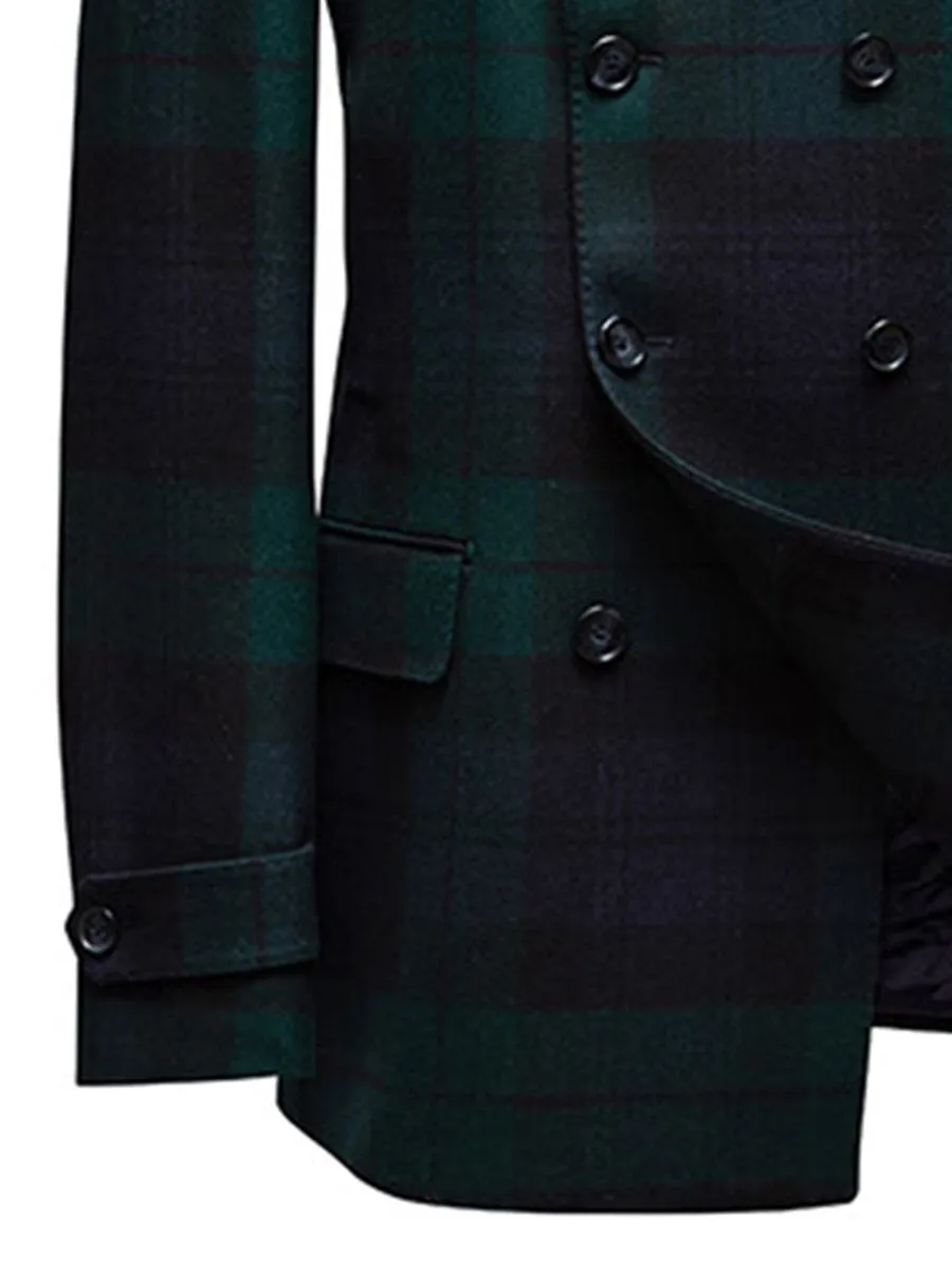 Men's Vintage Plaid Double Breasted Overcoat