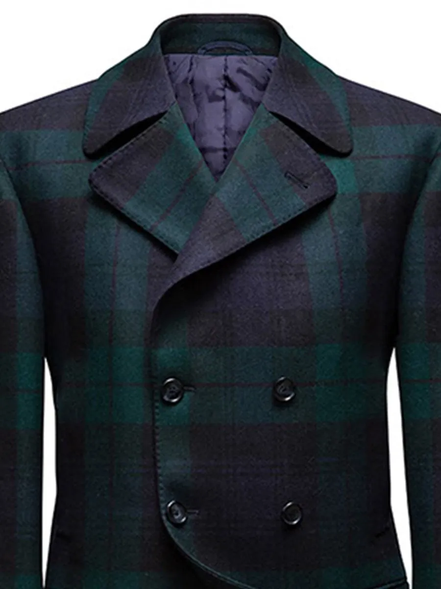 Men's Vintage Plaid Double Breasted Overcoat