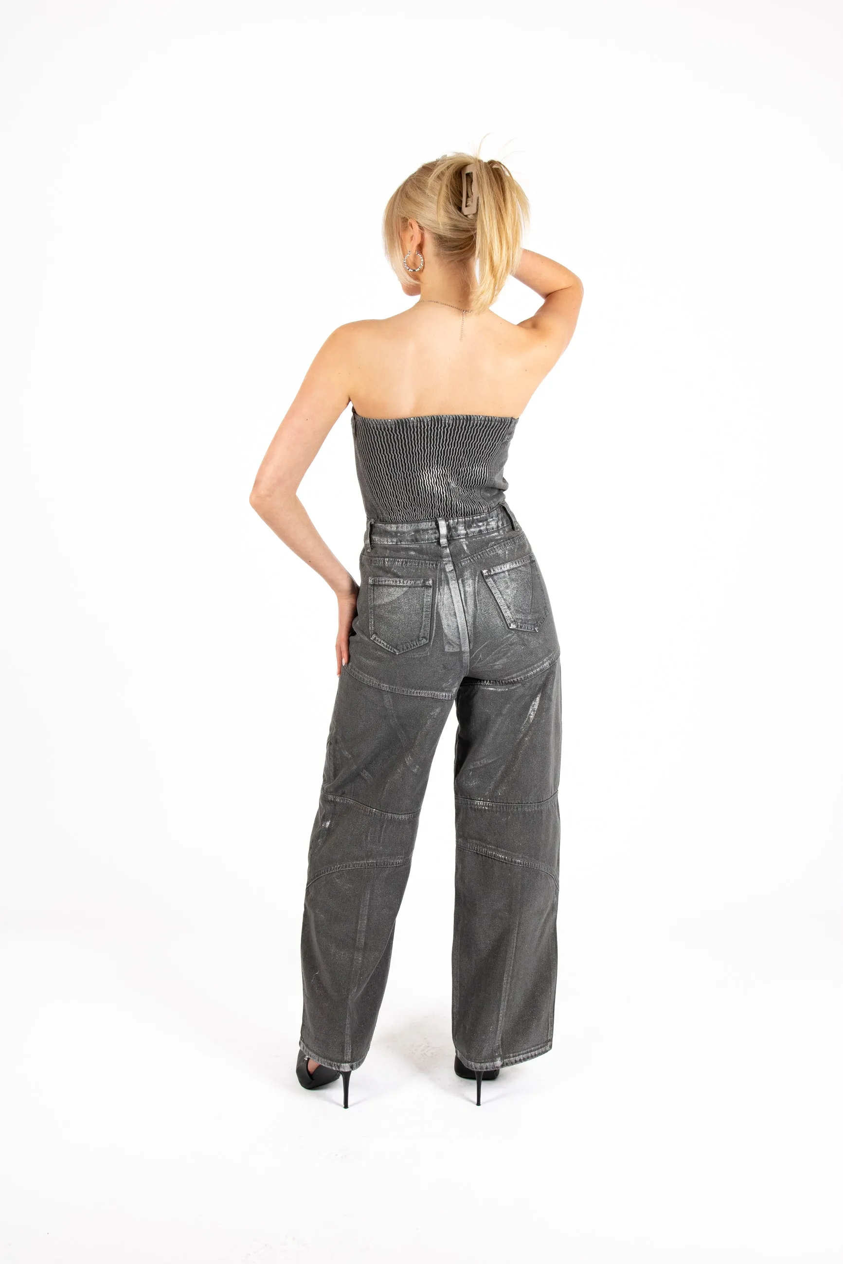 Metallic Bandeau Panelled Jumpsuit