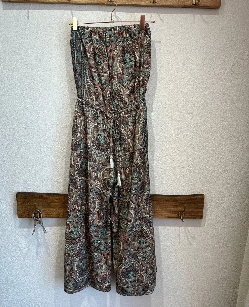 Metallic Blue Boho Gold Jumpsuit