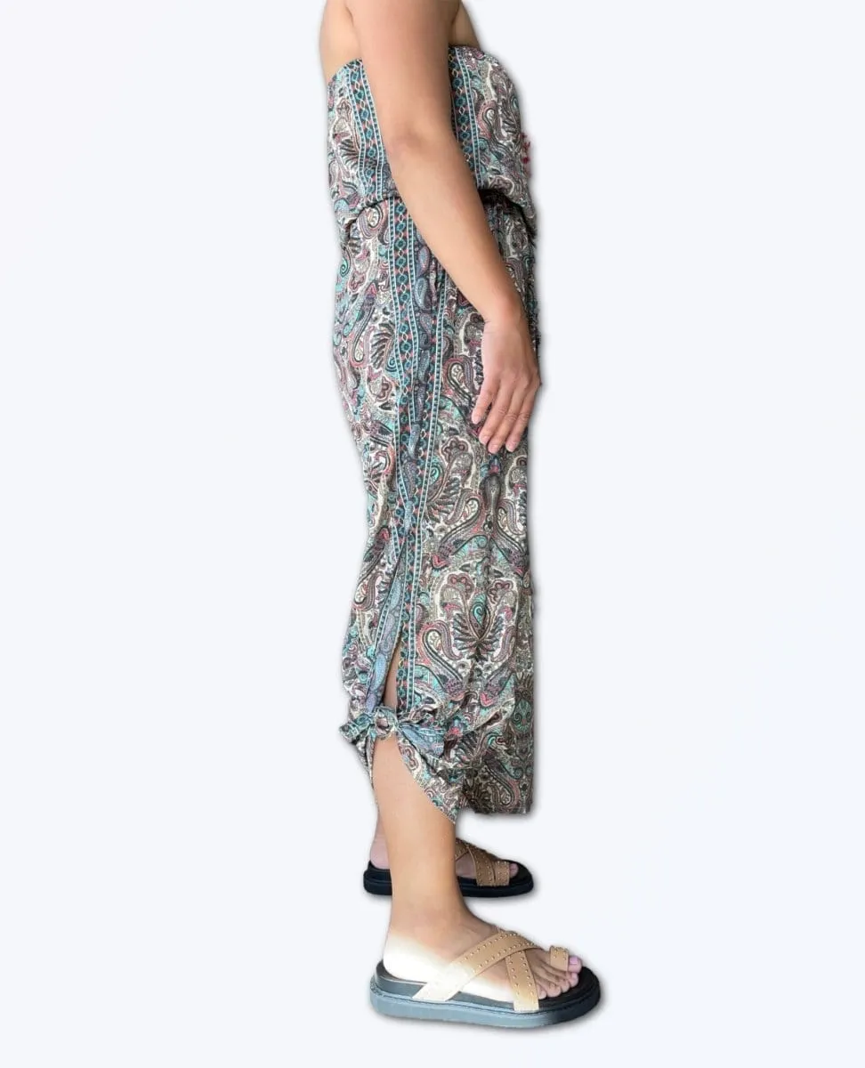 Metallic Blue Boho Gold Jumpsuit