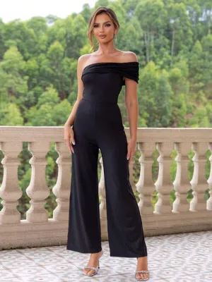 Midnight Shadow One Shoulder Jumpsuit