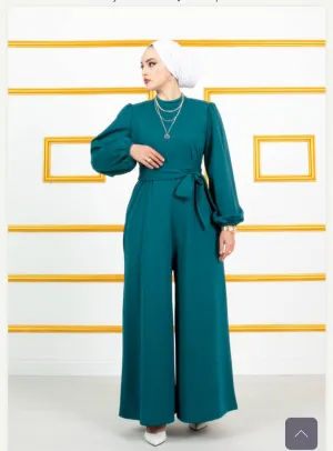 Moda Pery Turkish Women's Scuba Jumpsuit - 10765 Green