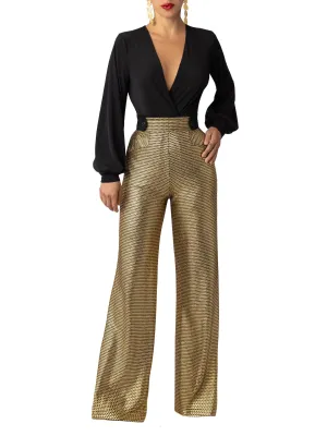 “Nurit” Black and Gold Jumpsuit