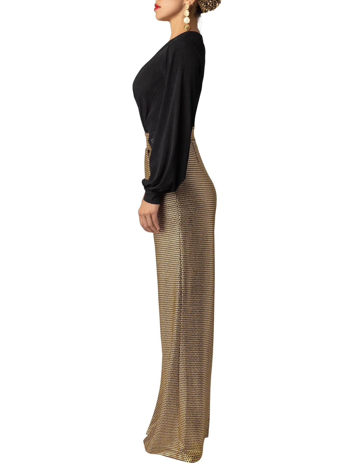 “Nurit” Black and Gold Jumpsuit
