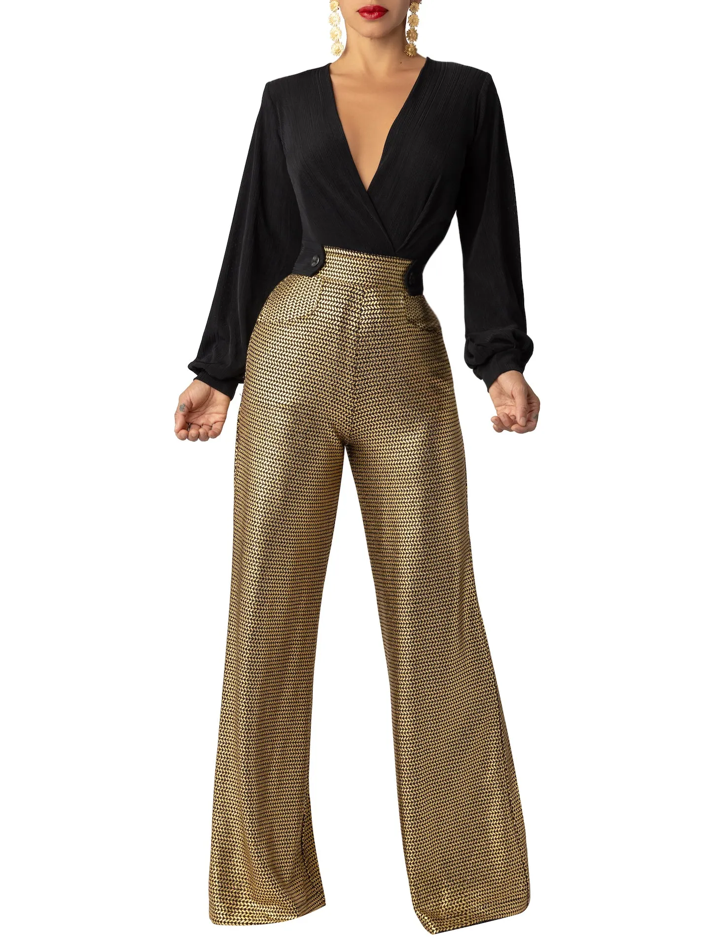 “Nurit” Black and Gold Jumpsuit