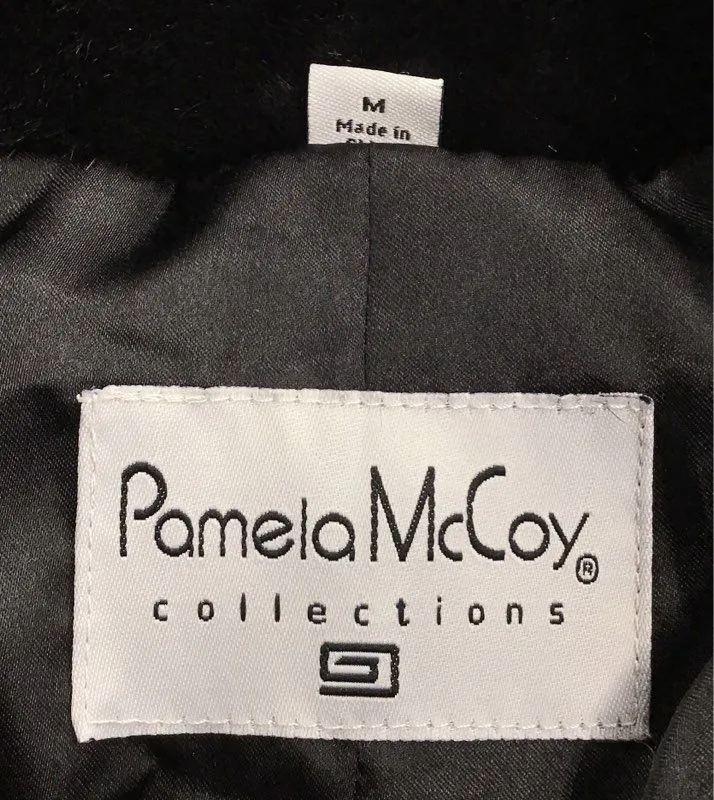 NWT Pamela Mccoy Women's Black Overcoat - Size Medium