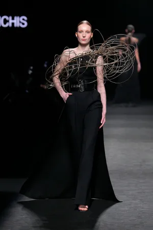 One-Shoulder Jumpsuit with Overskirt