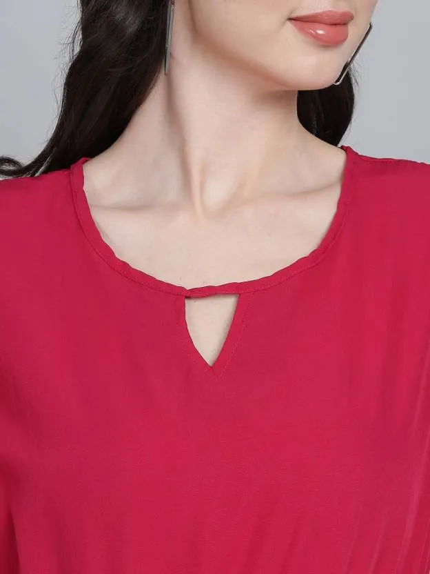 Pink Perfection Solid Crepe Regular Jumpsuit
