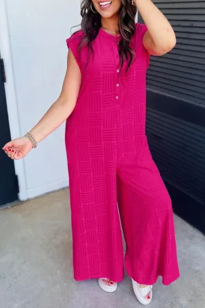 Pink Textured Jumpsuit