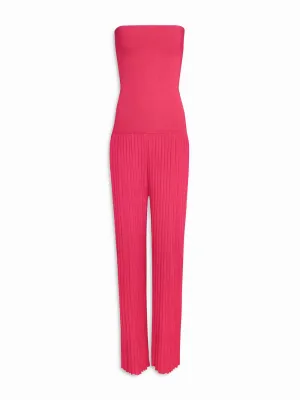 Pleated Knit Bustier Jumpsuit