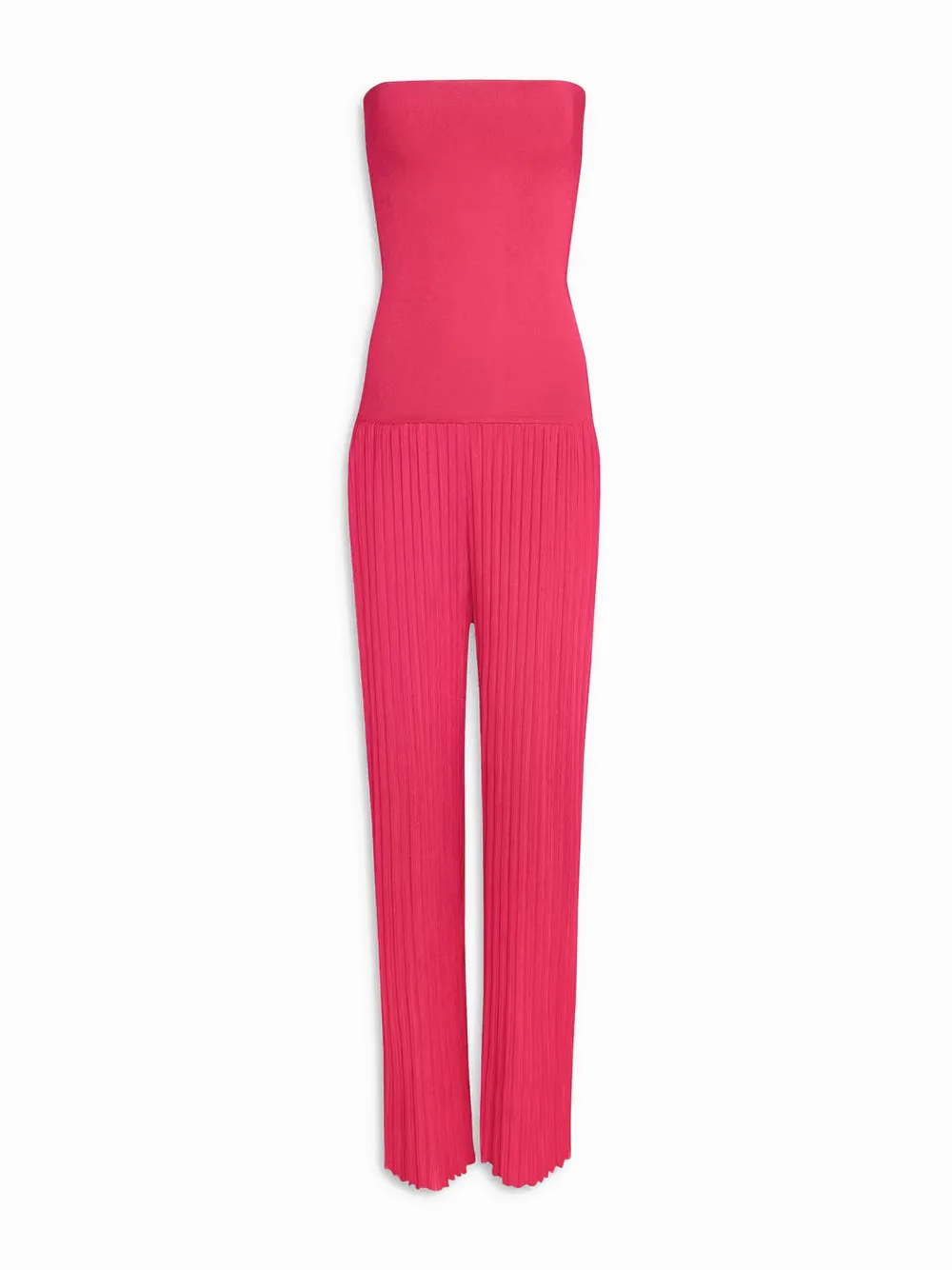 Pleated Knit Bustier Jumpsuit