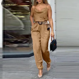 Plus Size Casual Solid Sleeveless Playsuits Loose Romper