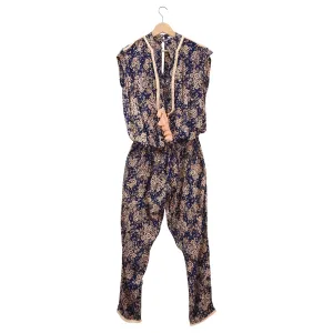 Poupette St. Barth Donna Peach and Navy Tassel Jumpsuit - S
